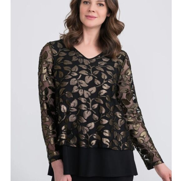 JOSEPH RIBCOFF TUNIC WITH SHEER OVERLAY - Picture 1 of 16